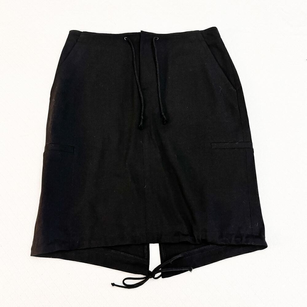 Club Monaco Black Pencil Skirt Waist Tie Adjustable Slit Skirt Size 12